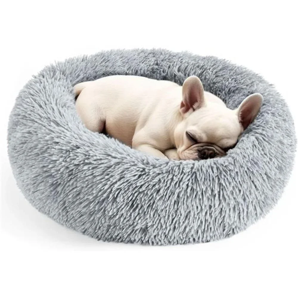 Dog & Cat Bed for Indoor Cats, 20in Calming Donut Bed for Puppy